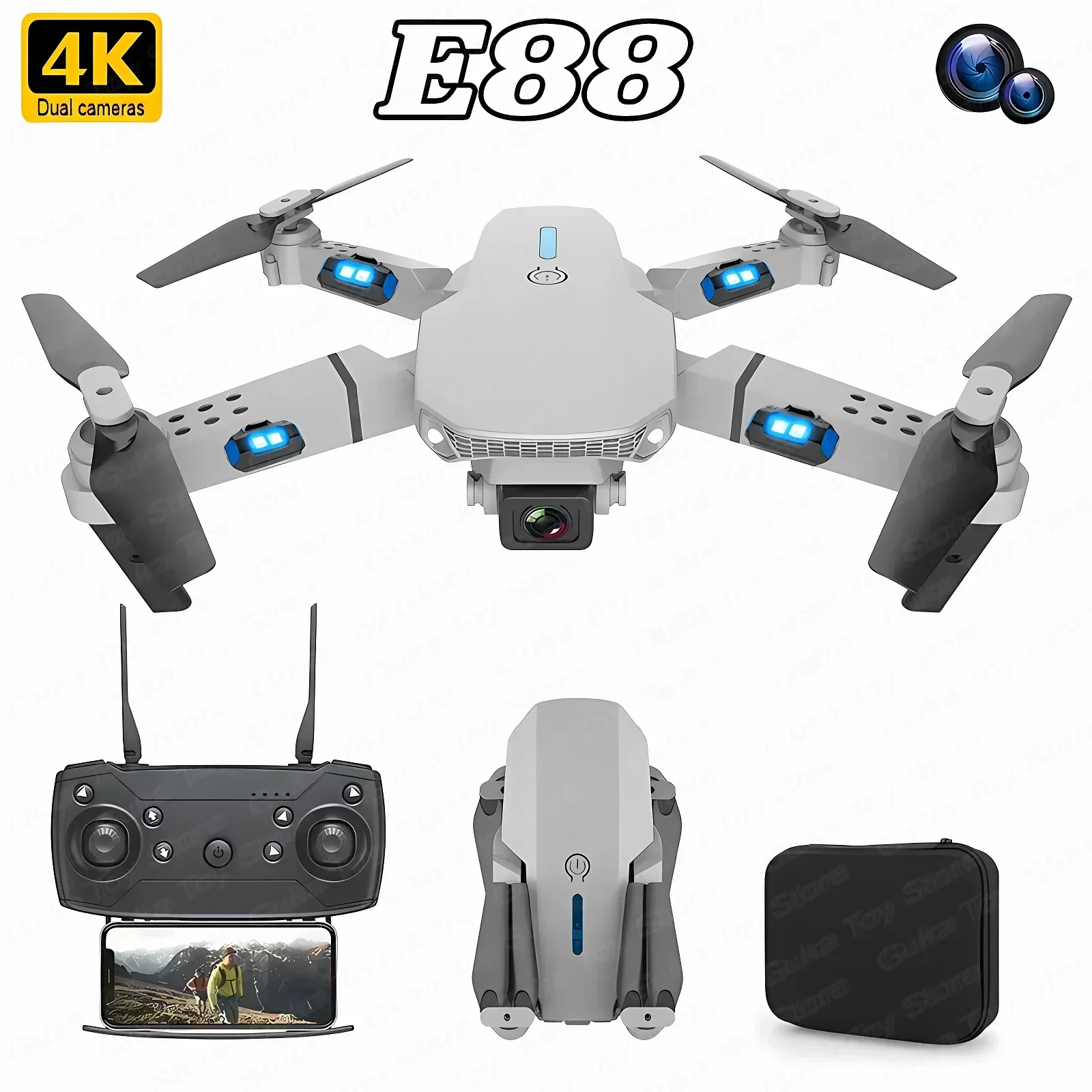 E88 Pro WIFI FPV الطائرة بدون  - مراجعة Drone E88 Rc Quadcopter وسعره
