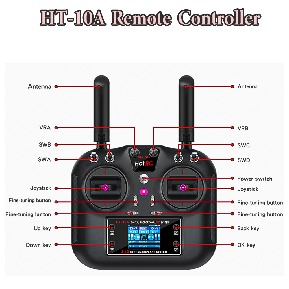 جهاز إرسال Hotrc HT-10A 2.4G 1 - مراجعة Drone Rc Transmitter And Receiver وسعره